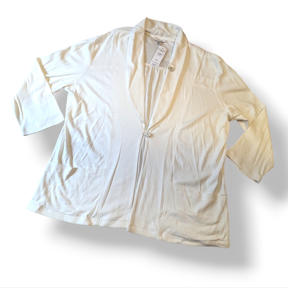 Conrad C cream white cotton cardigan XL